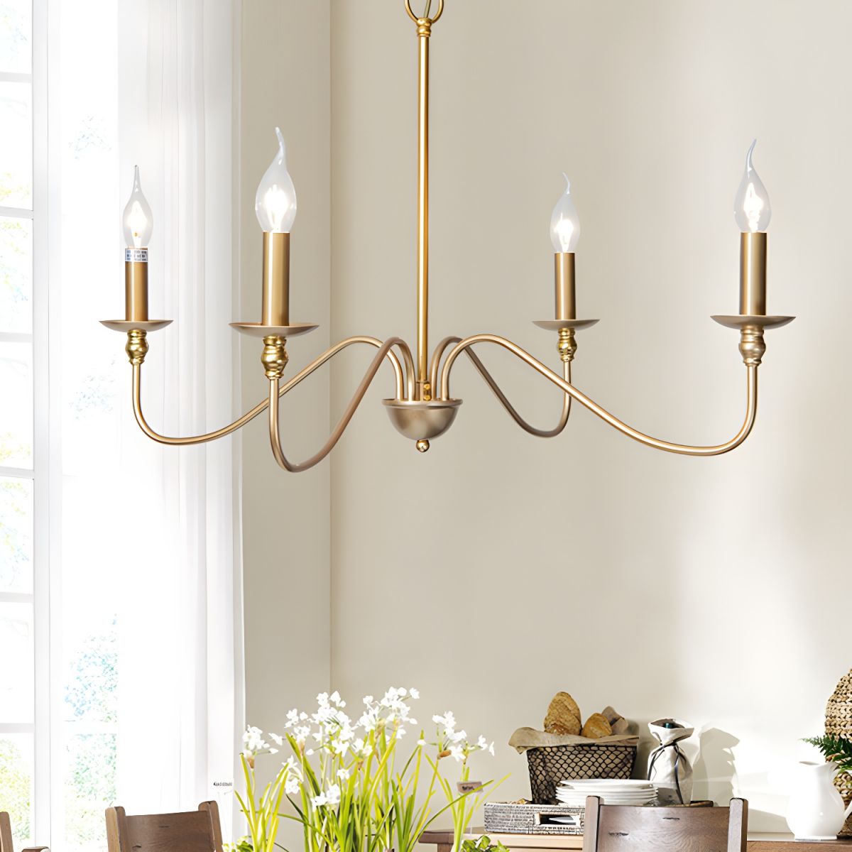 Orielissa Kronleuchter Gold Candle geschwungene Arme