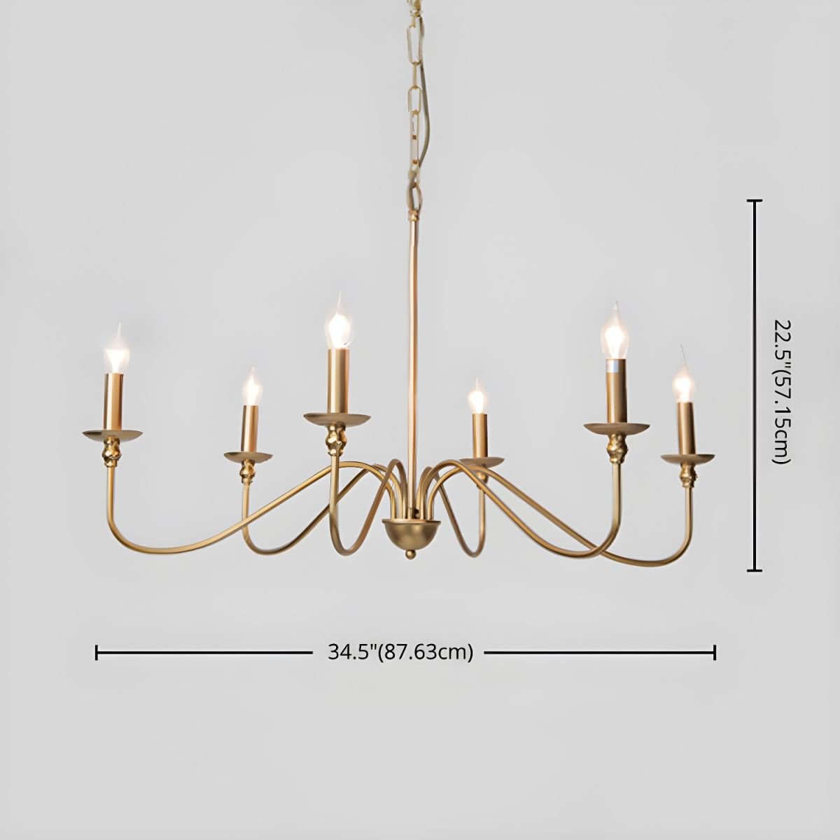 Orielissa Kronleuchter Gold Candle geschwungene Arme