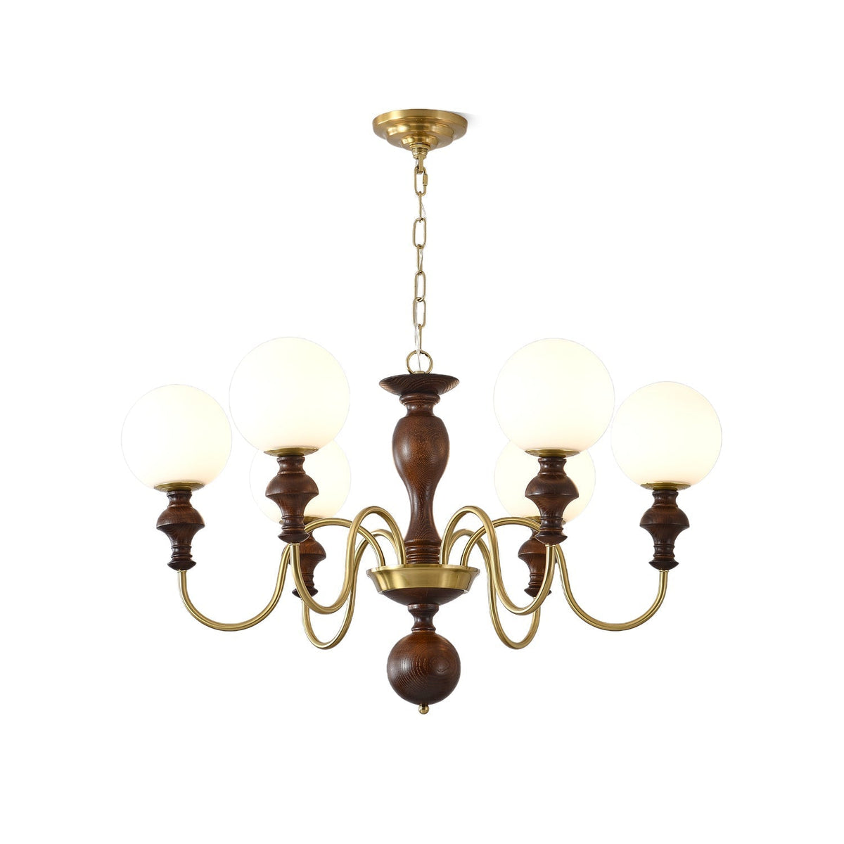 Indris Kronleuchter Holz & Messing Zeitlose Kugel