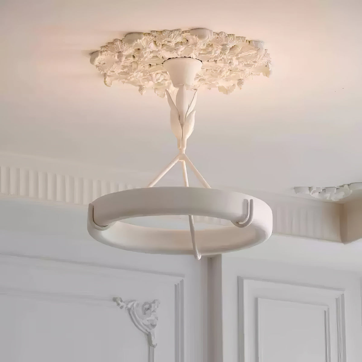 Eixor Kronleuchter Gips Weiß Floral-Form Minimalistisch