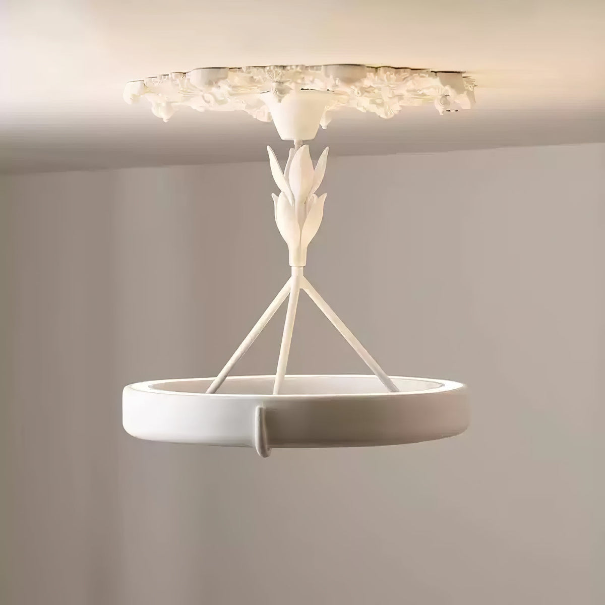 Eixor Kronleuchter Gips Weiß Floral-Form Minimalistisch