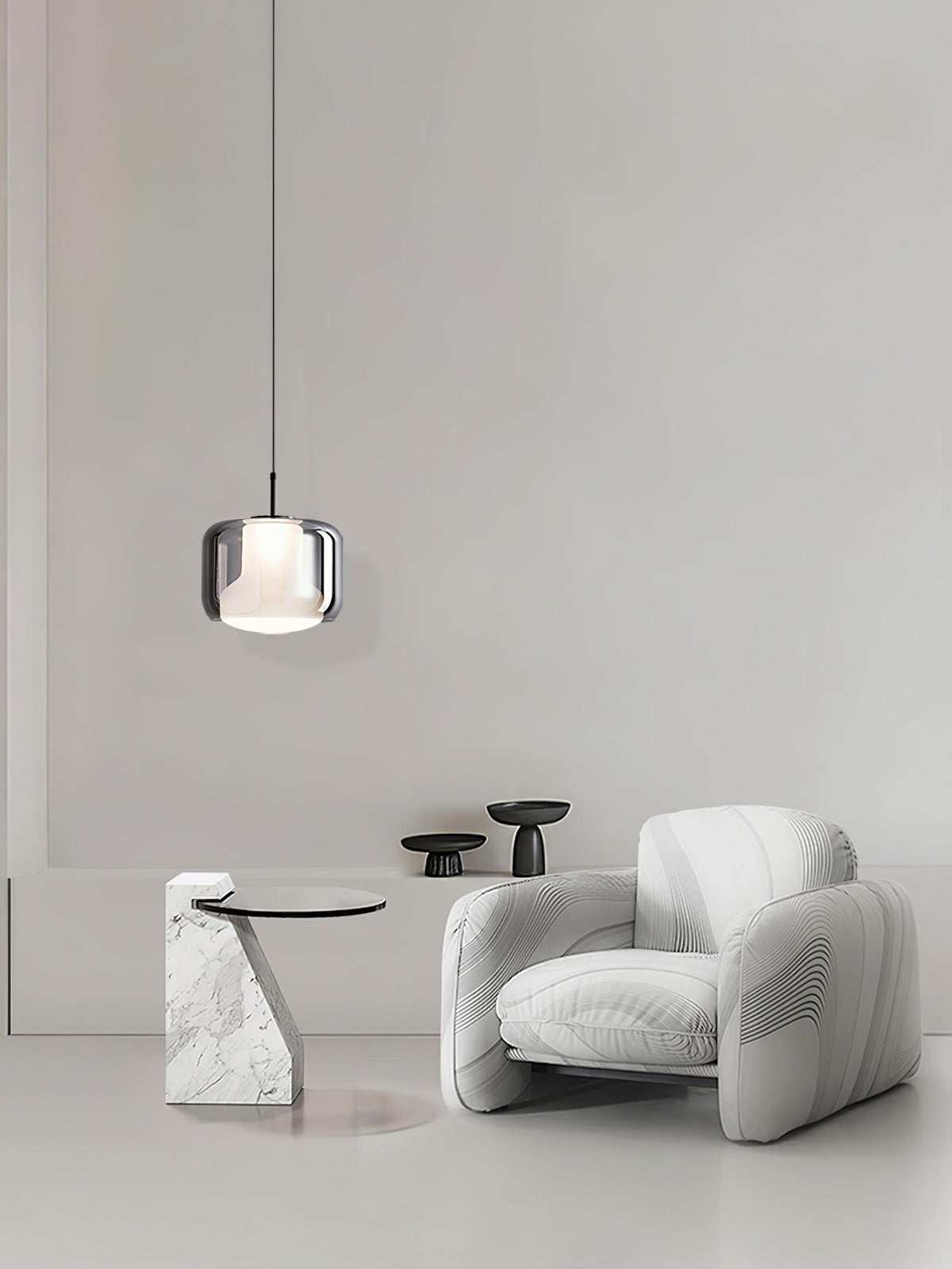 Absolud Pendelleuchte aus Rauchglas mit zweischichtigem quadratischem Lampenschirm für das Esszimmer | Cielum