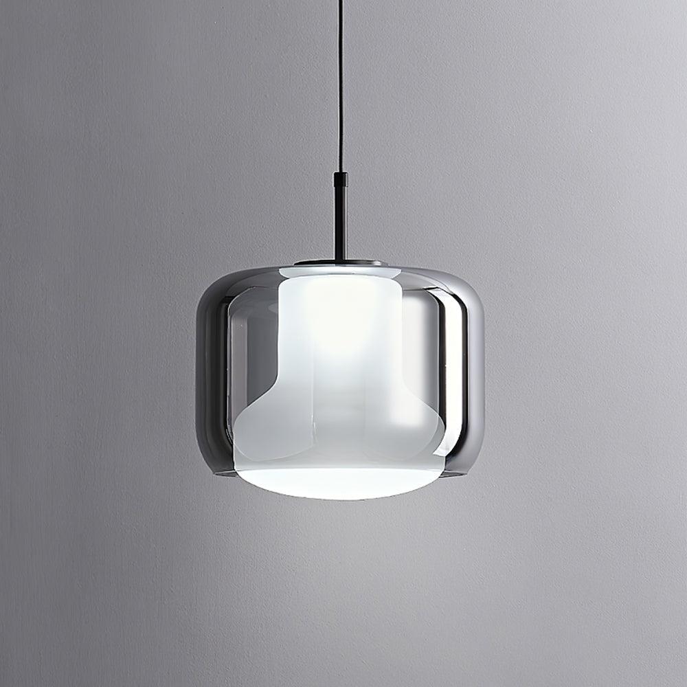 Absolud Pendelleuchte aus Rauchglas mit zweischichtigem quadratischem Lampenschirm für das Esszimmer | Cielum