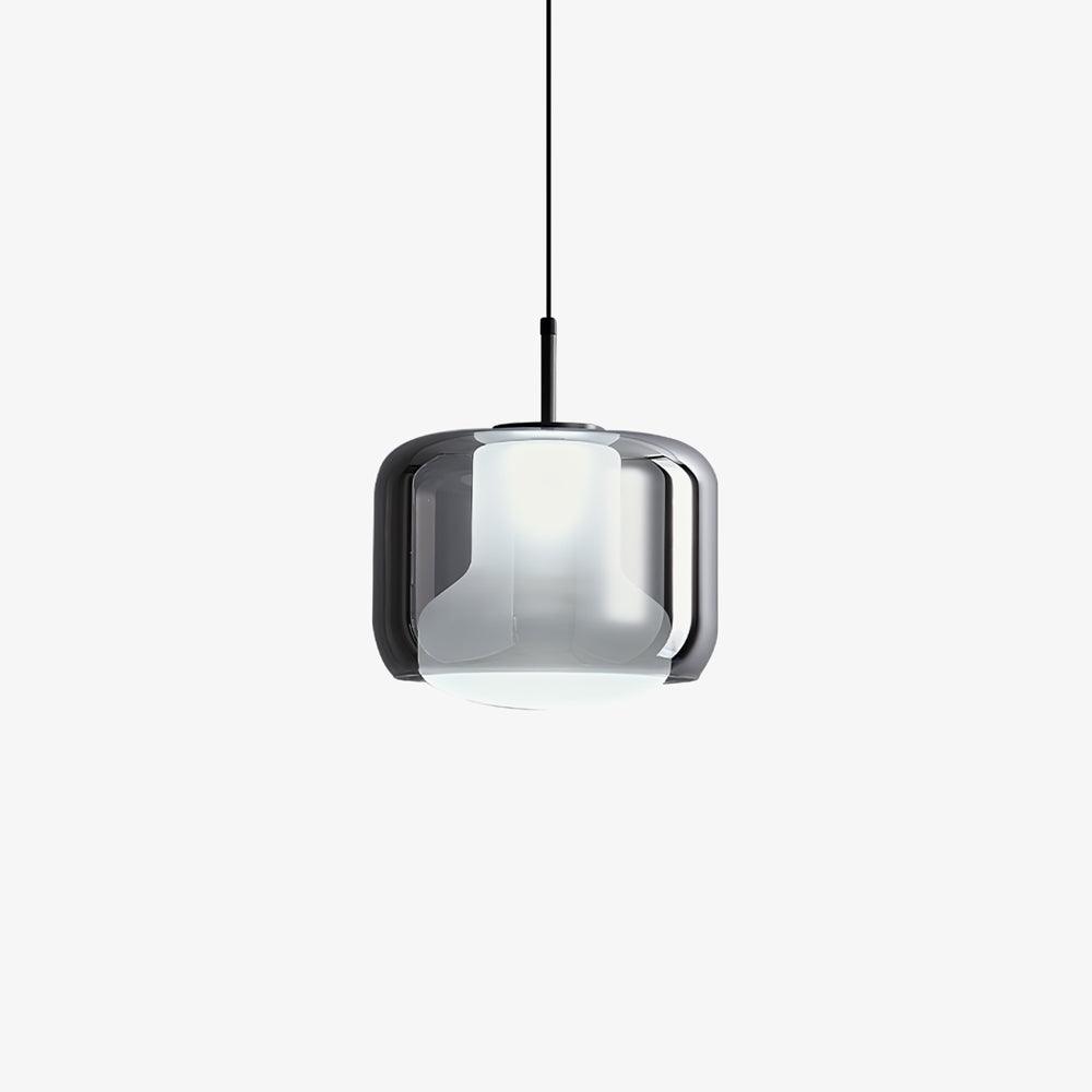 Absolud Pendelleuchte aus Rauchglas mit zweischichtigem quadratischem Lampenschirm für das Esszimmer | Cielum