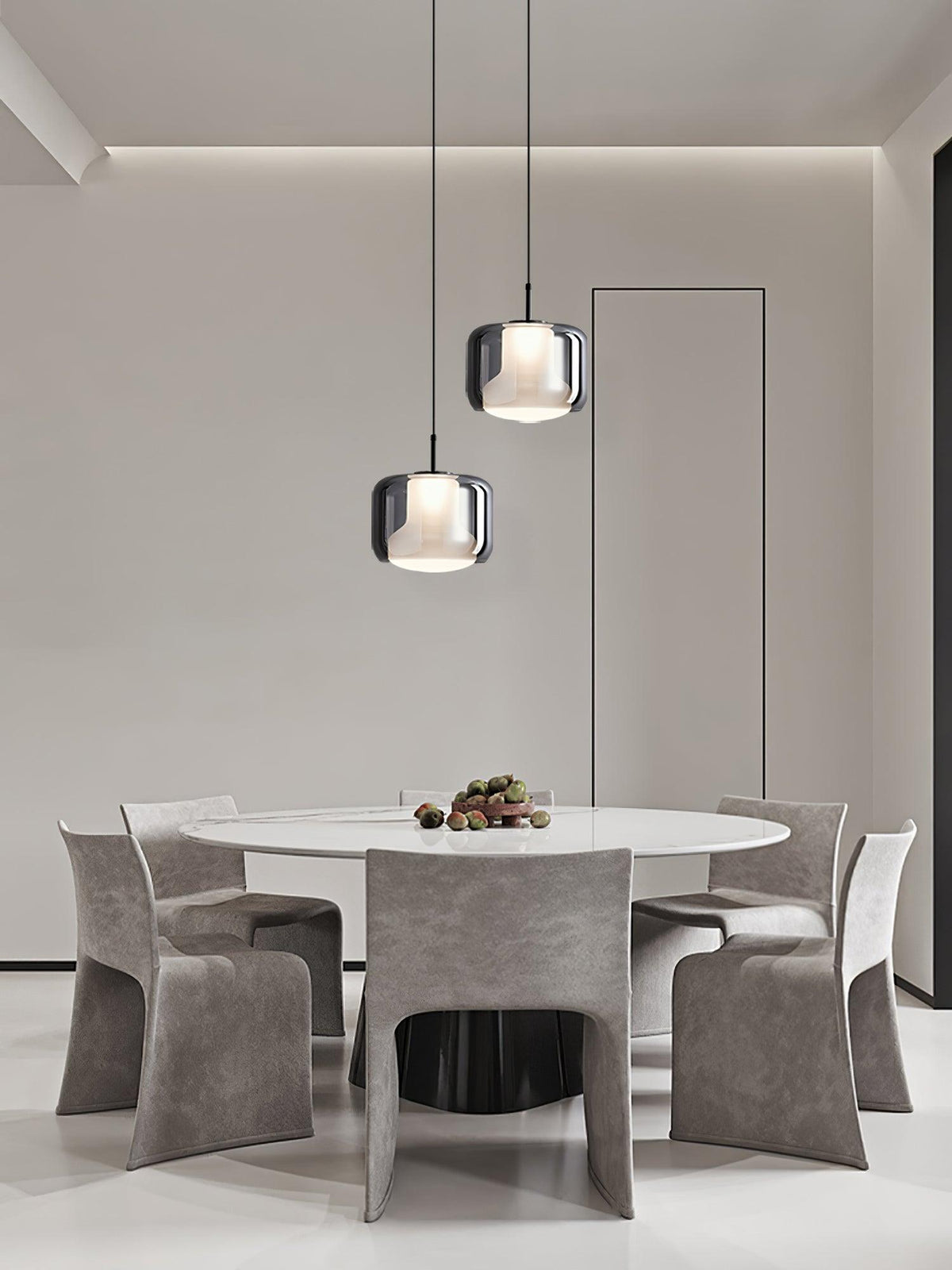 Absolud Pendelleuchte aus Rauchglas mit zweischichtigem quadratischem Lampenschirm für das Esszimmer | Cielum