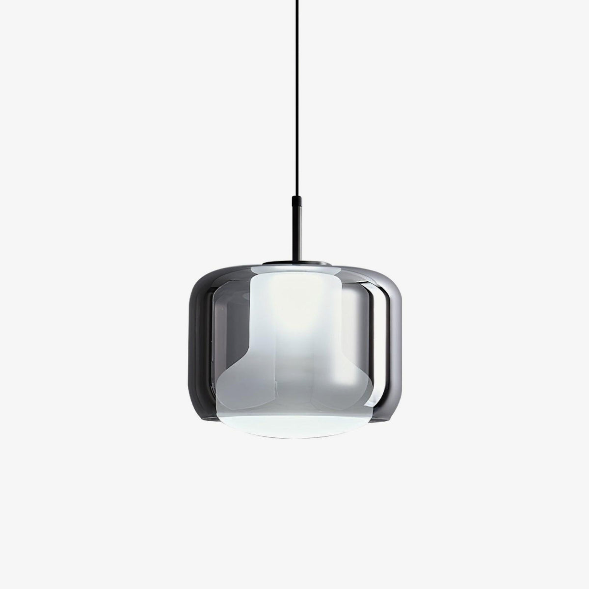 Absolud Pendelleuchte aus Rauchglas mit zweischichtigem quadratischem Lampenschirm für das Esszimmer | Cielum