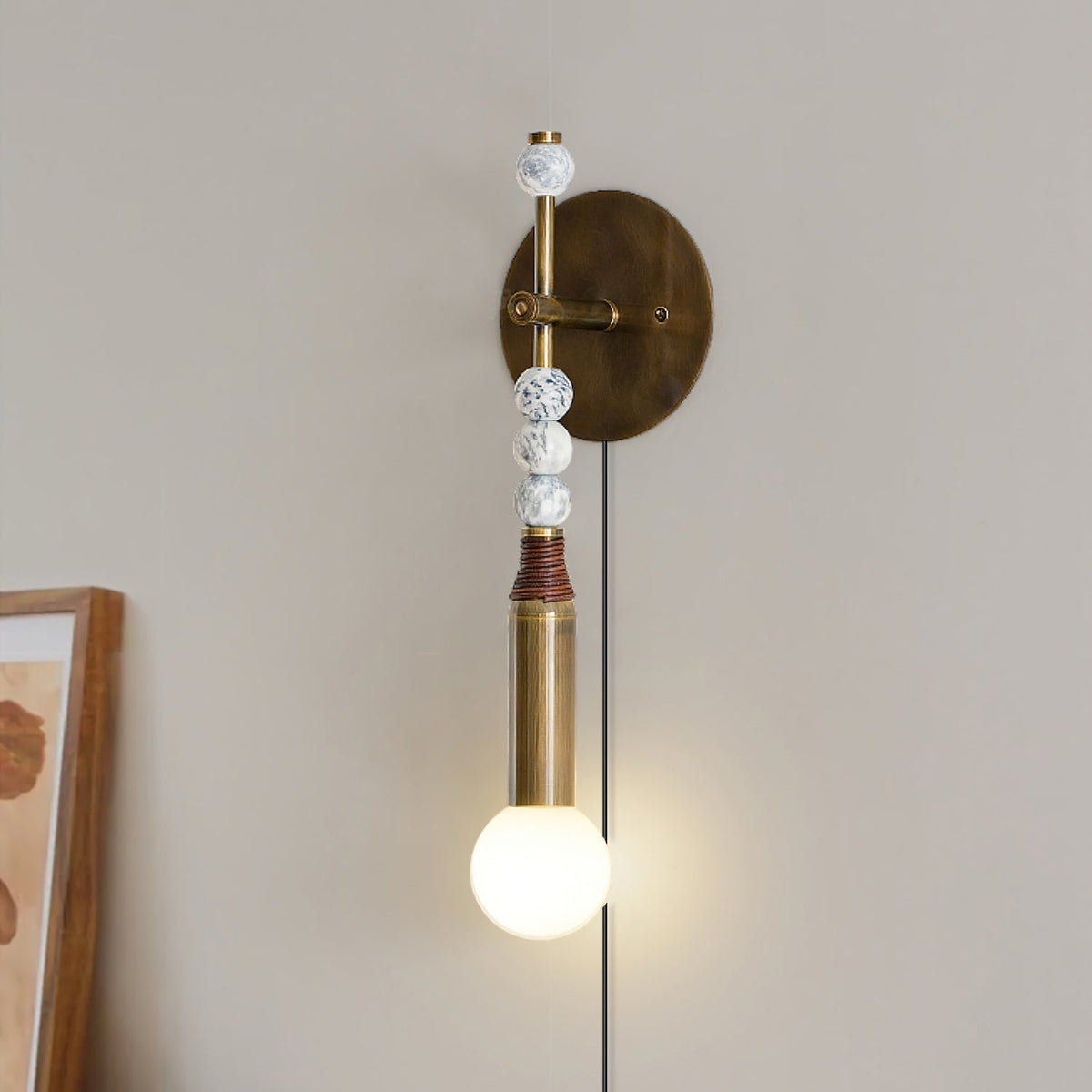 Evilor Premium Elegance Wandleuchte mit Stecker aus Marmor