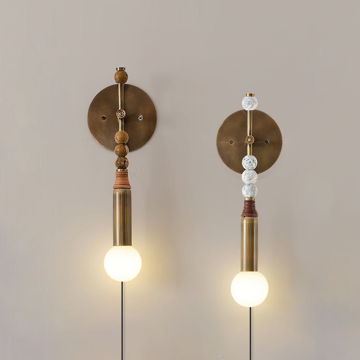 Evilor Premium Elegance Wandleuchte mit Stecker aus Marmor
