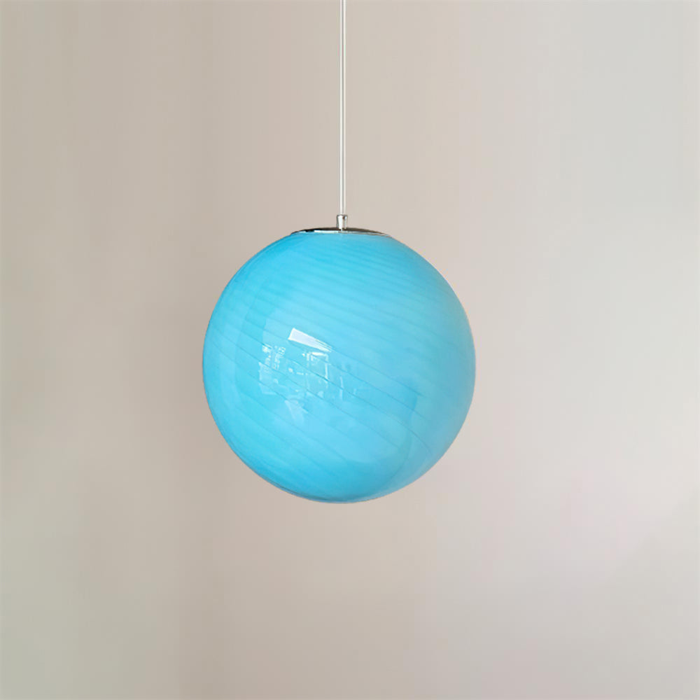 Dorvian Pendelleuchte aus Glas mit Kugelschirm in Blau – zeitgenössisch