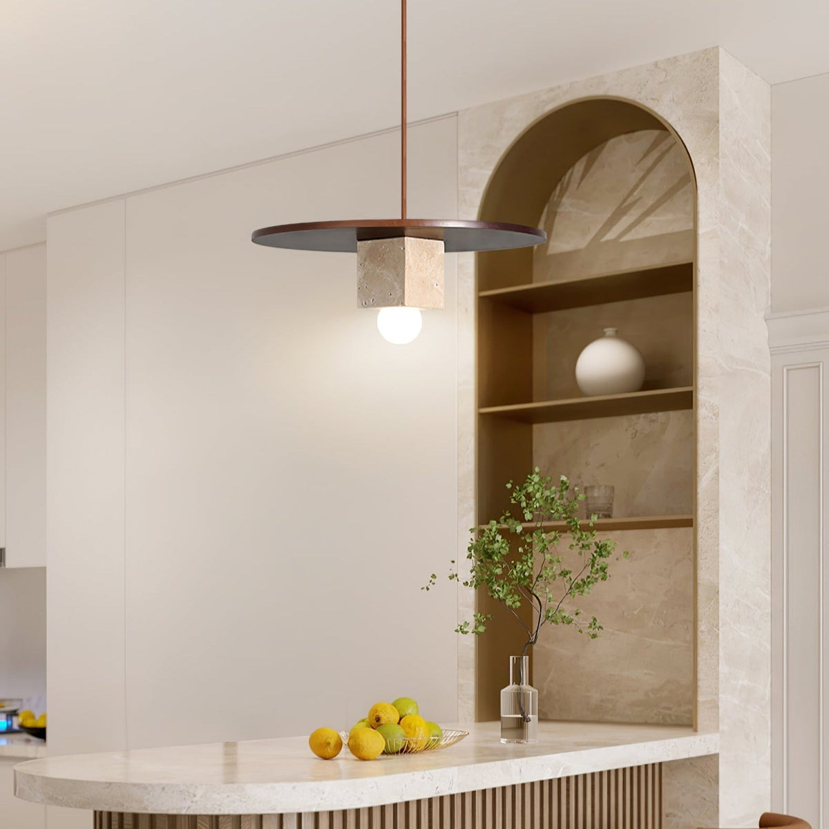 Sarix Geometrische Pendelleuchte aus Travertin