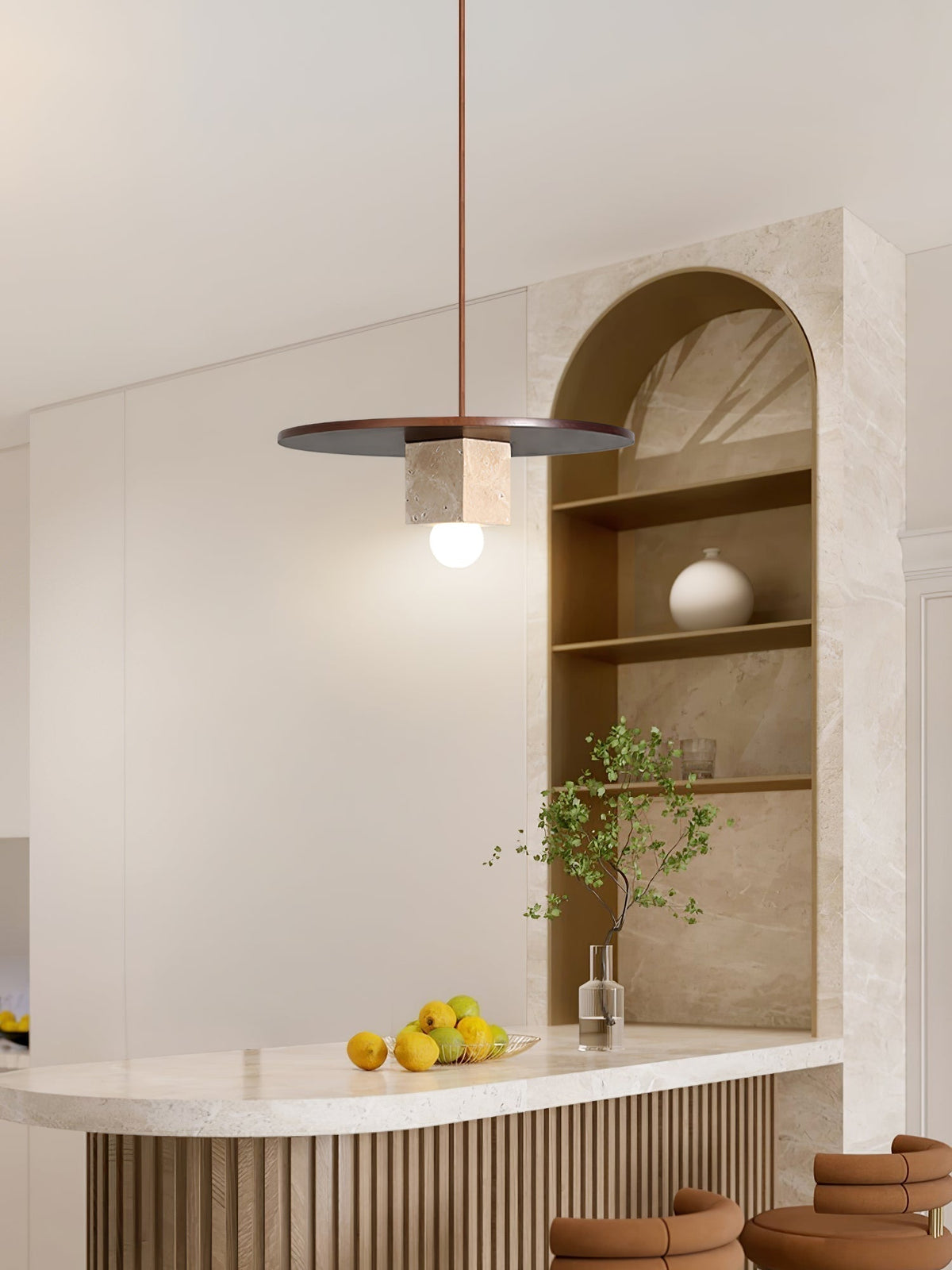 Sarix Geometrische Pendelleuchte aus Travertin