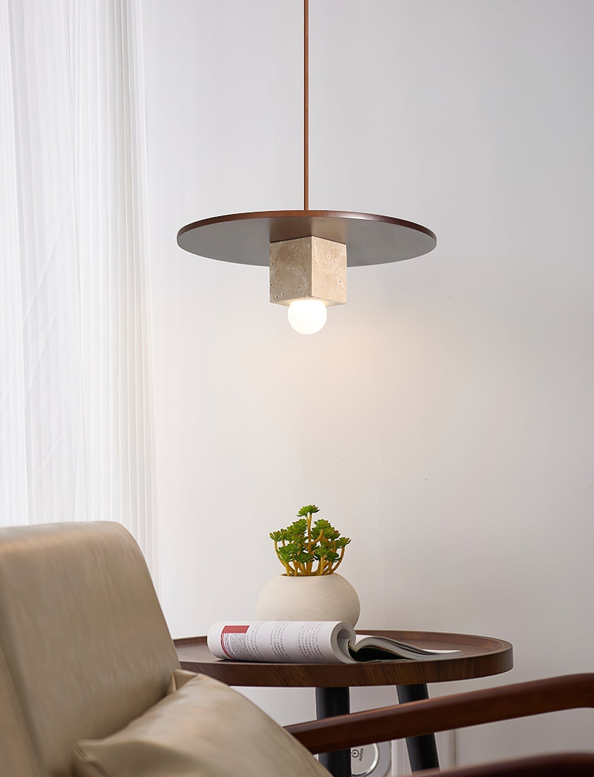 Sarix Geometrische Pendelleuchte aus Travertin
