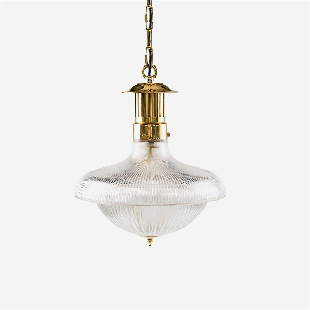Norvela Pendelleuchte Transparent Rippen Glas Messing Vintage