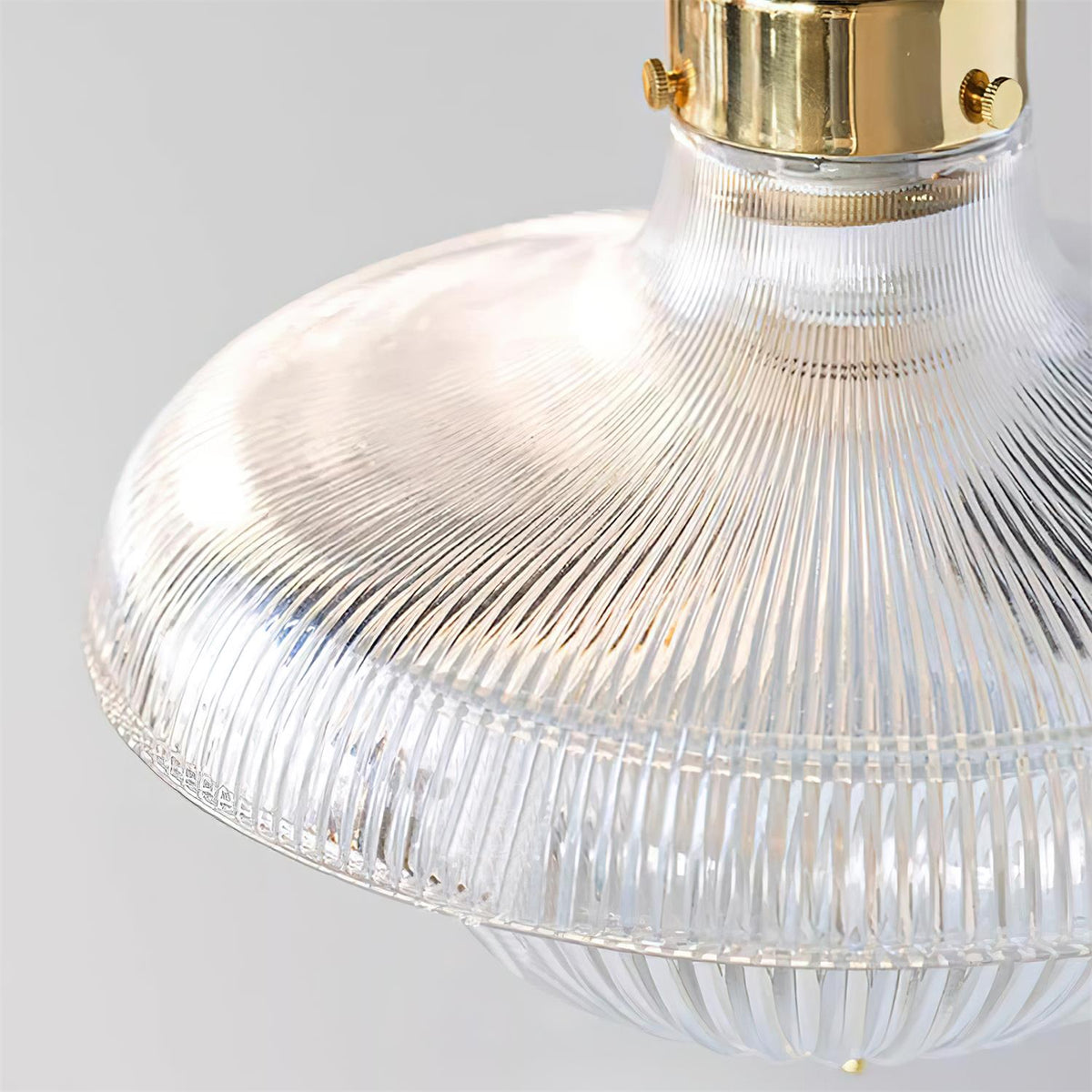 Norvela Pendelleuchte Transparent Rippen Glas Messing Vintage