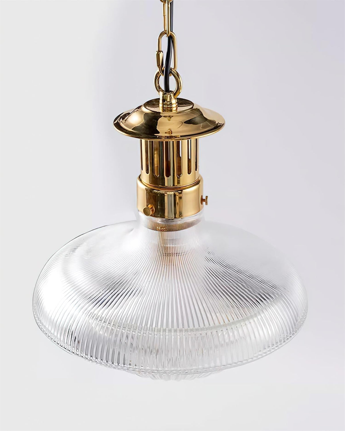 Norvela Pendelleuchte Transparent Rippen Glas Messing Vintage