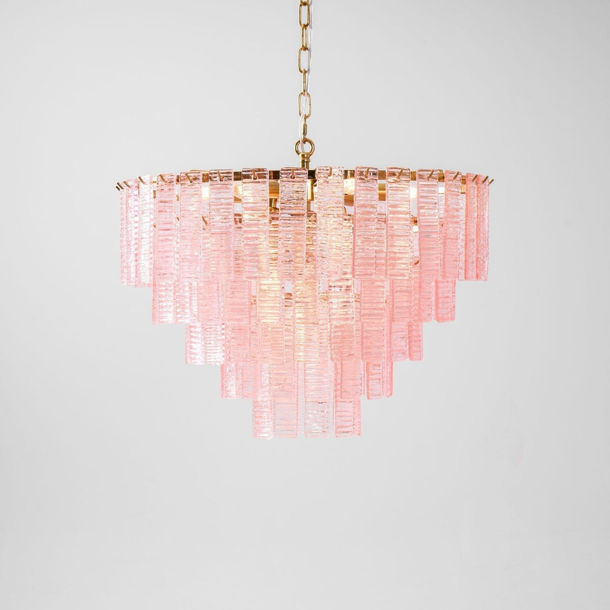 Lioririan Kronleuchter aus rosa Muranoglas mit mehrschichtigen Vintage-Luxus-Design