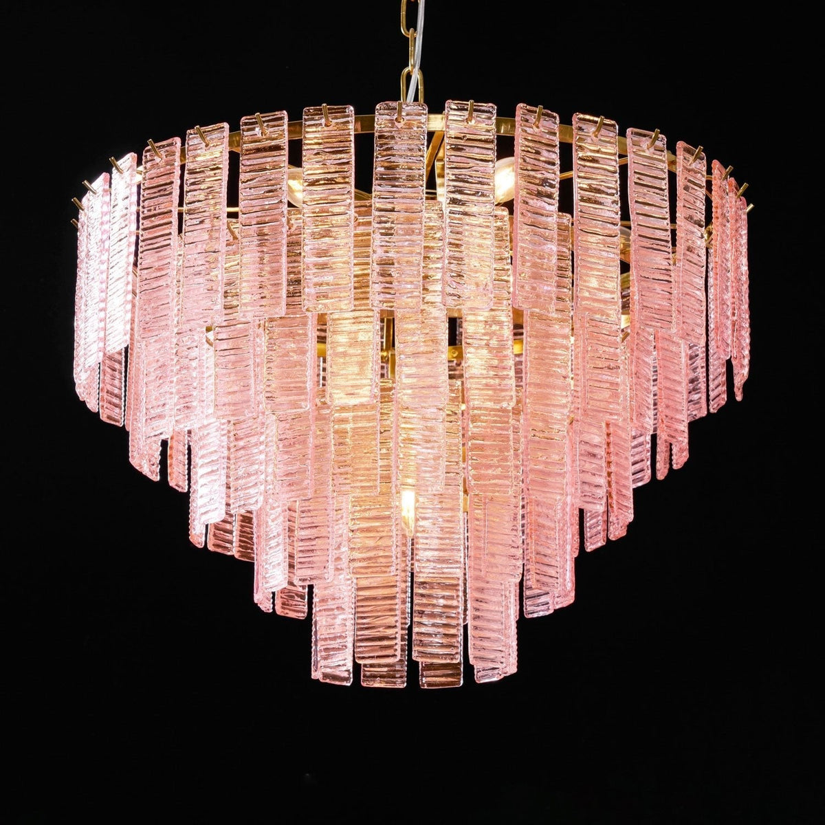Lioririan Kronleuchter aus rosa Muranoglas mit mehrschichtigen Vintage-Luxus-Design