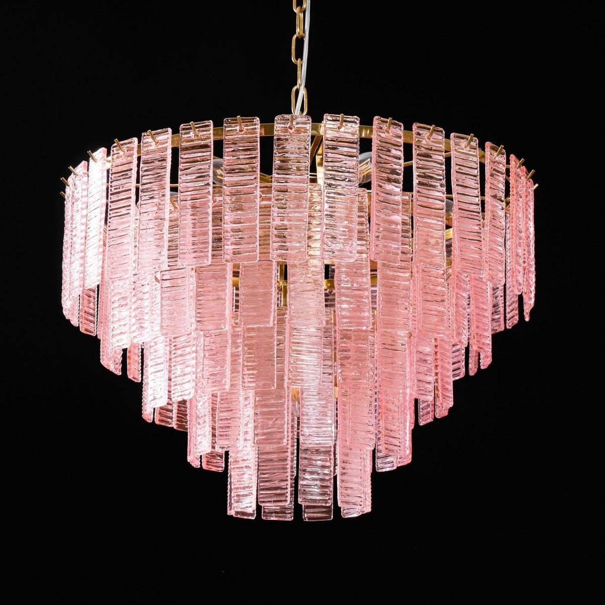 Lioririan Kronleuchter aus rosa Muranoglas mit mehrschichtigen Vintage-Luxus-Design