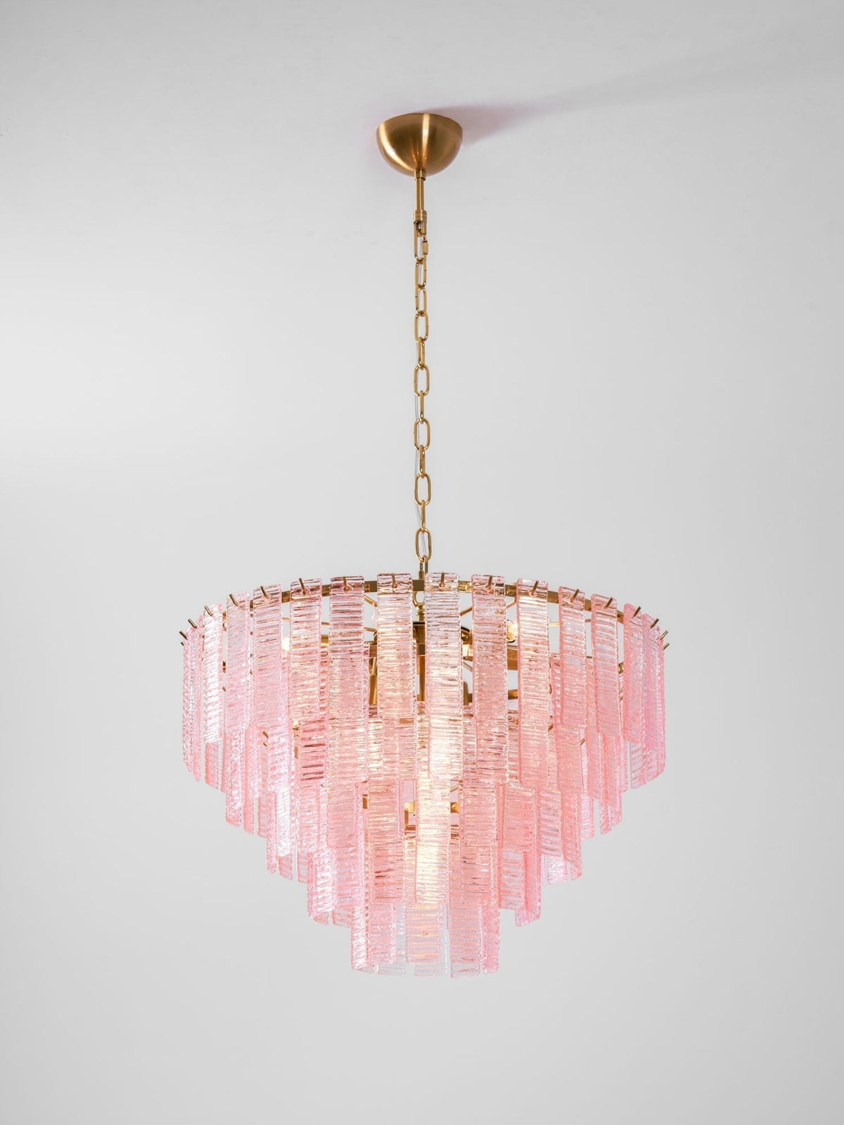 Lioririan Kronleuchter aus rosa Muranoglas mit mehrschichtigen Vintage-Luxus-Design