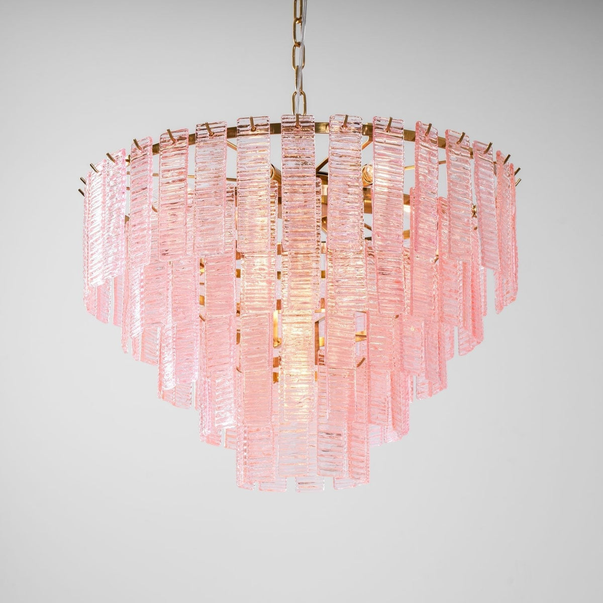 Lioririan Kronleuchter aus rosa Muranoglas mit mehrschichtigen Vintage-Luxus-Design