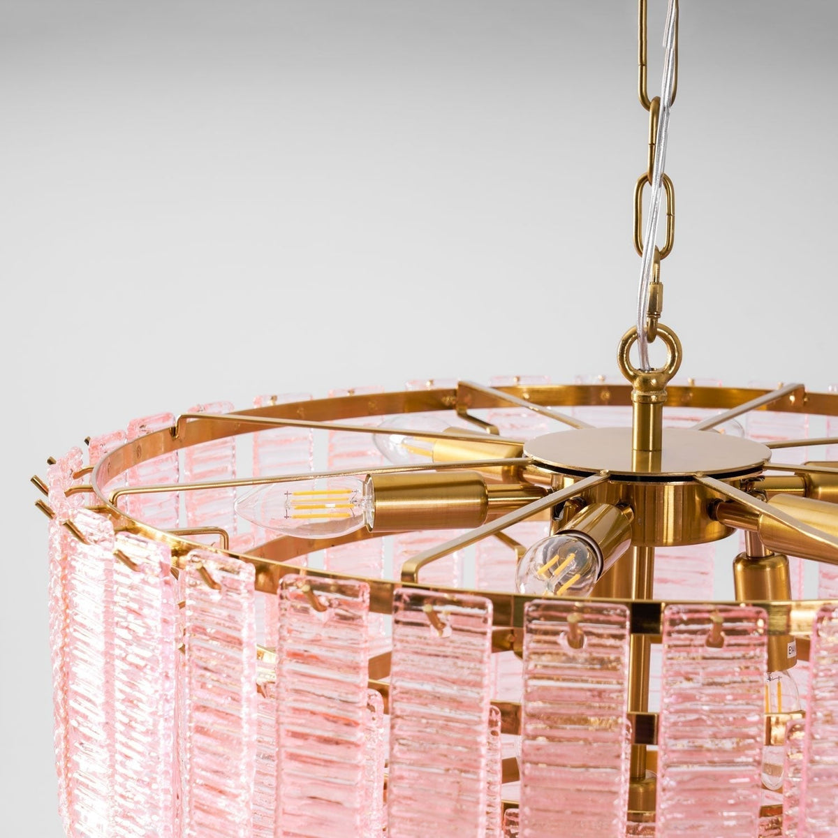 Lioririan Kronleuchter aus rosa Muranoglas mit mehrschichtigen Vintage-Luxus-Design