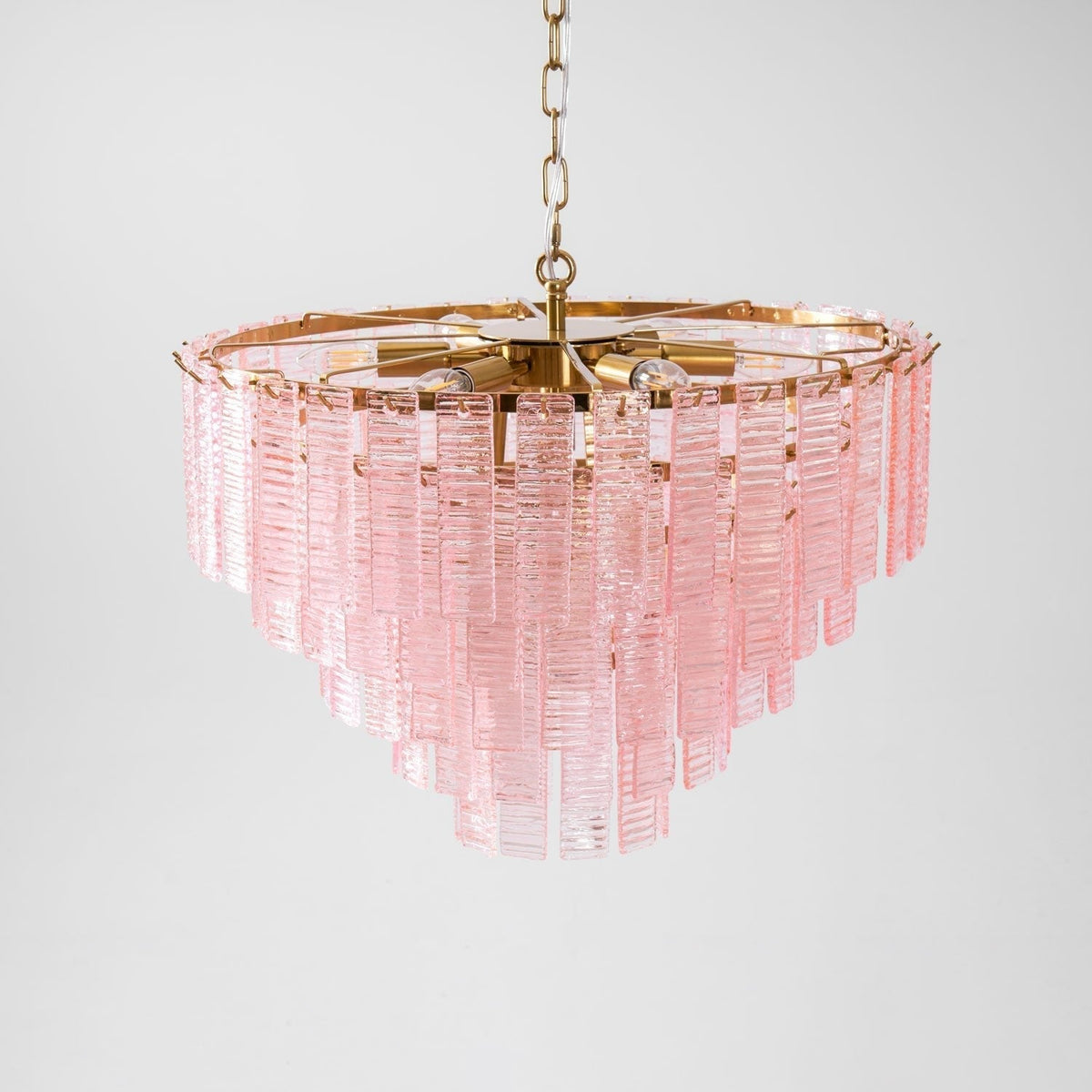 Lioririan Kronleuchter aus rosa Muranoglas mit mehrschichtigen Vintage-Luxus-Design