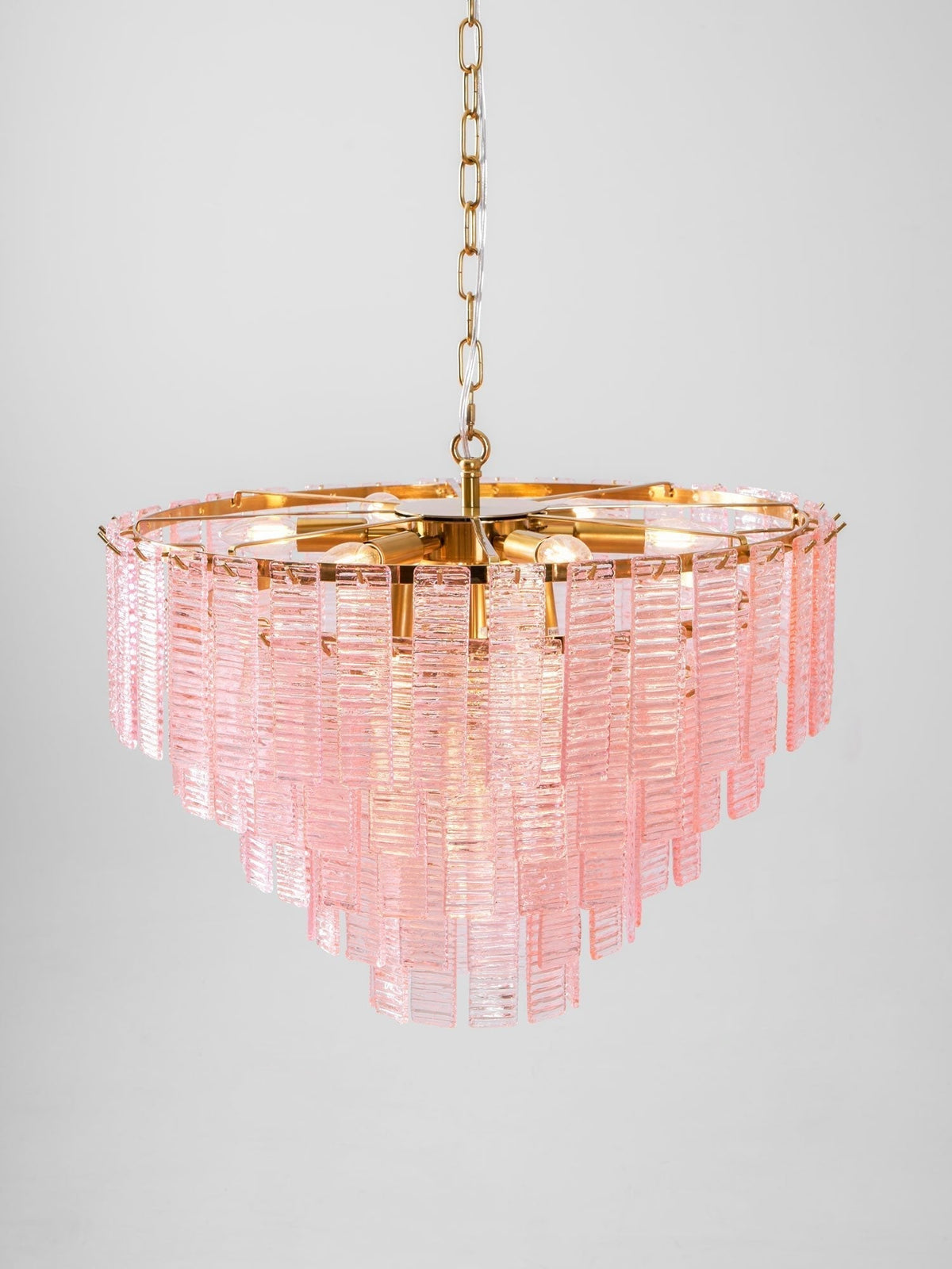 Lioririan Kronleuchter aus rosa Muranoglas mit mehrschichtigen Vintage-Luxus-Design