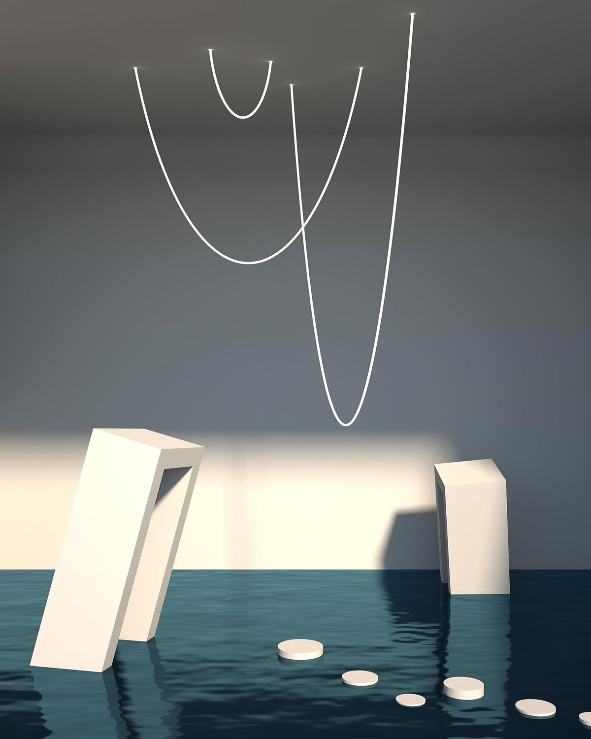 Fenris Pendelleuchte Flexible Curve Silikon Messing