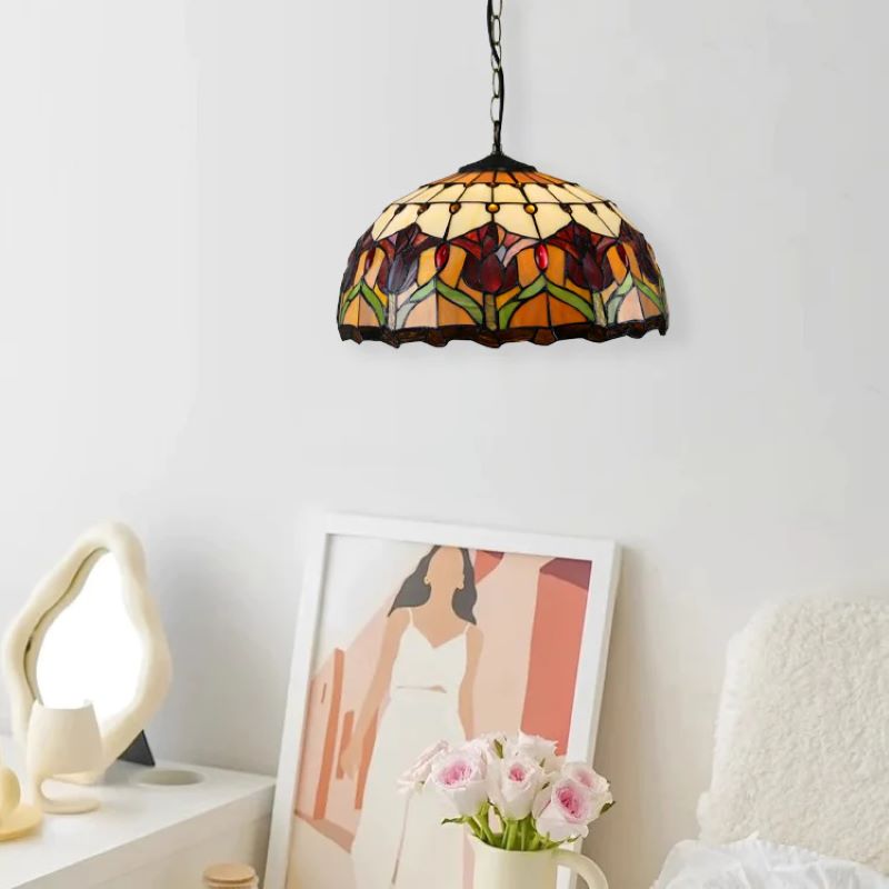 Arisha Retro Runde bunte Pendelleuchte Glas Wohnzimmer/Bar
