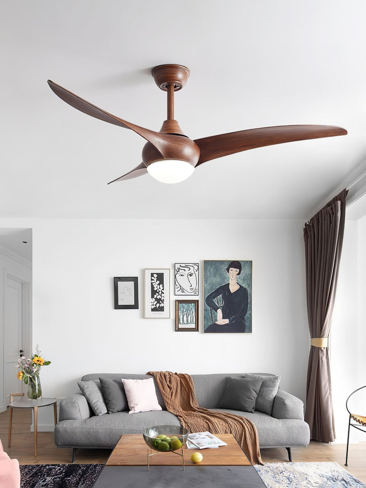 Selerena Deckenventilator mit Beleuchtung in natürlicher Tradition
