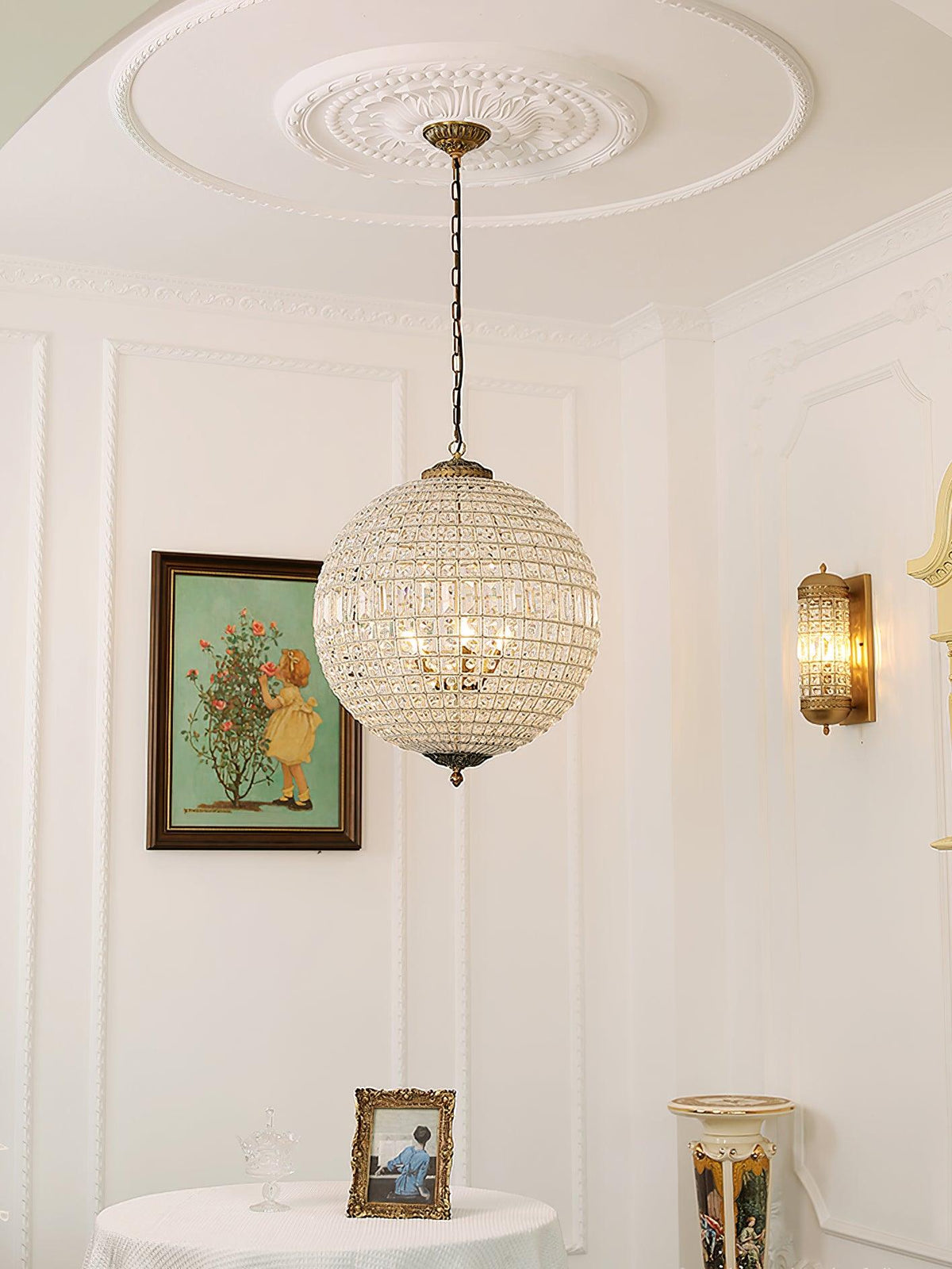 Elyinissa Kronleuchter Gold Kugel Kristall Vintage