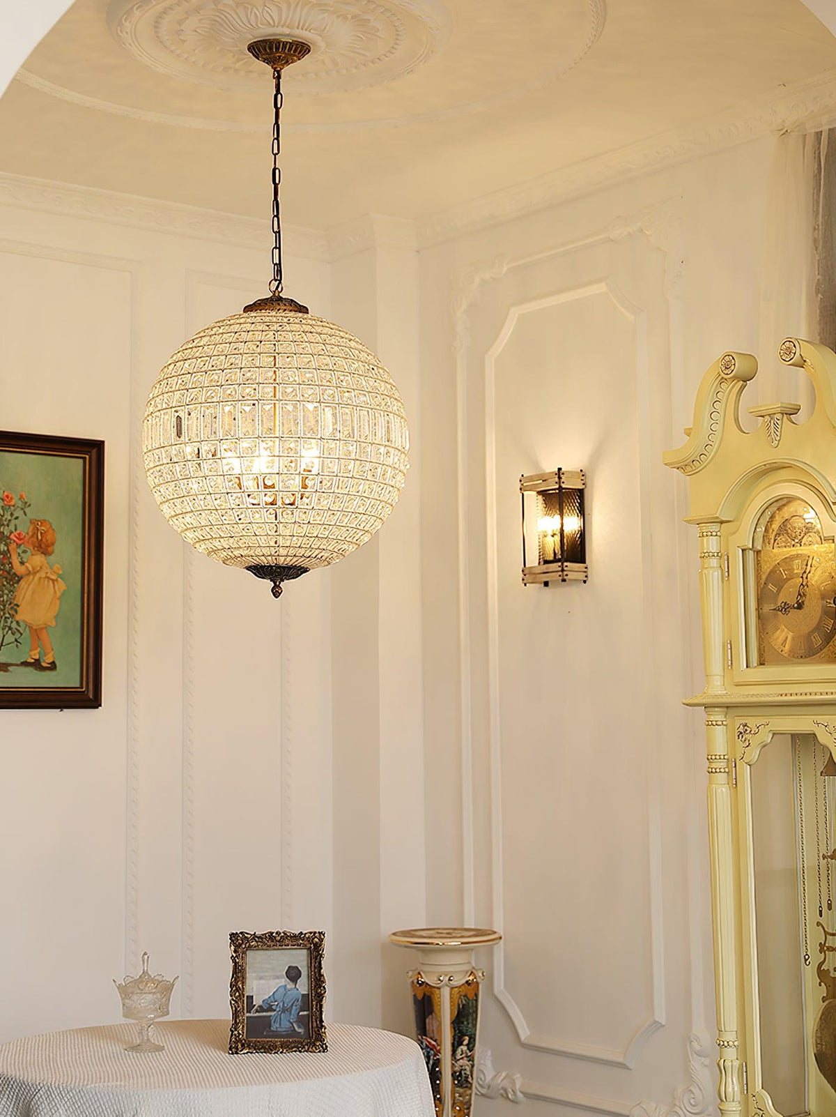 Elyinissa Kronleuchter Gold Kugel Kristall Vintage