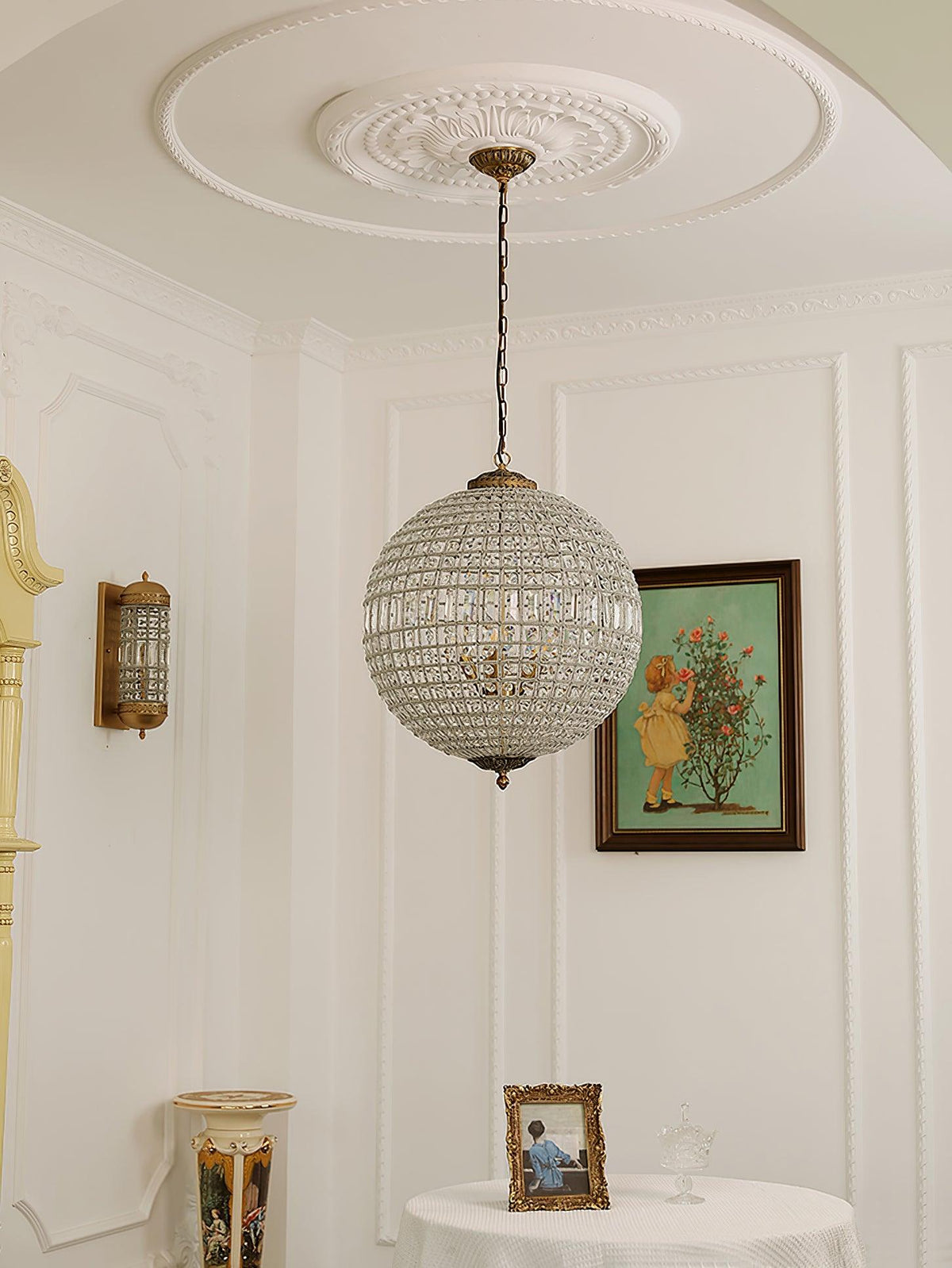 Elyinissa Kronleuchter Gold Kugel Kristall Vintage