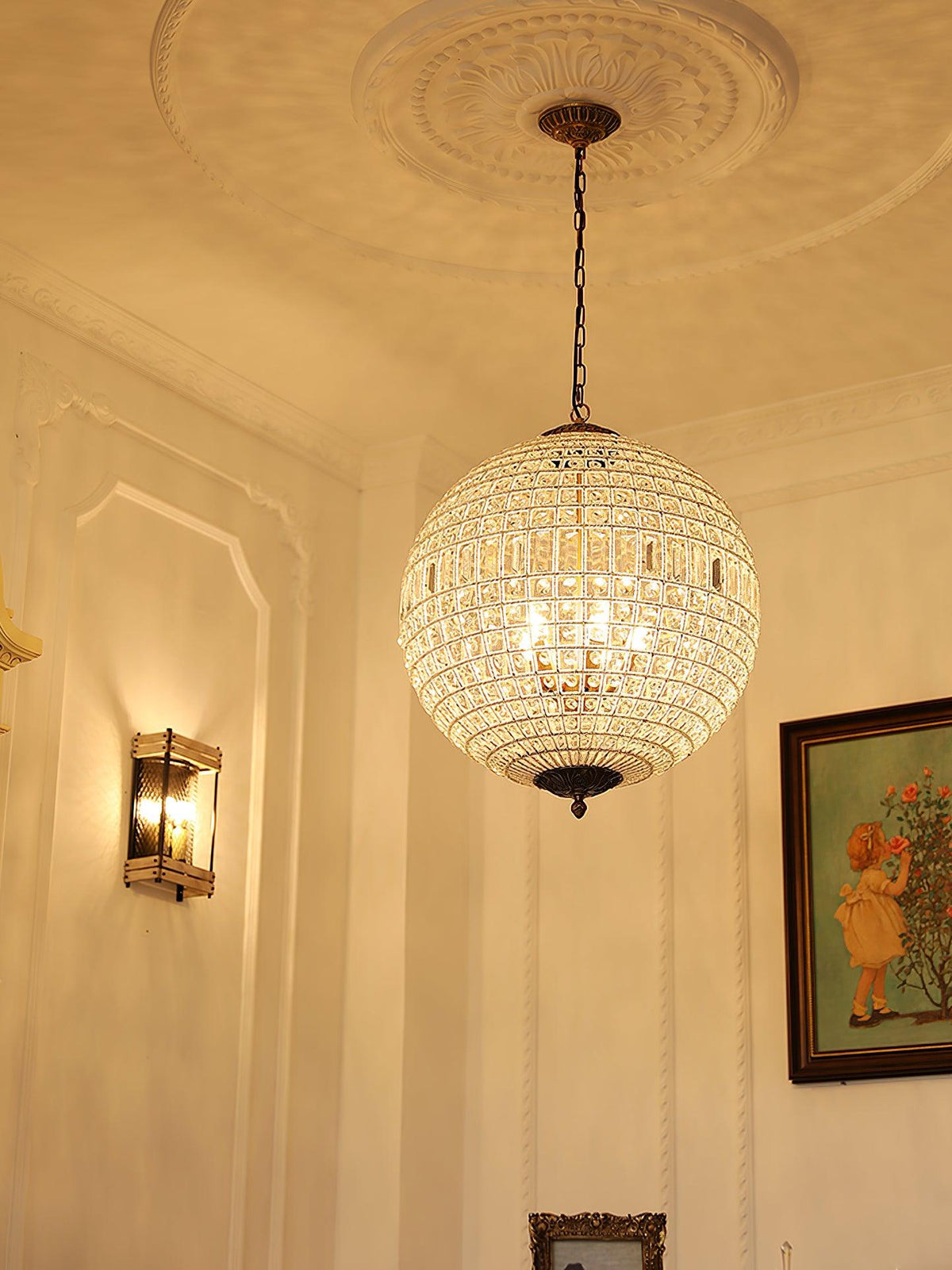 Elyinissa Kronleuchter Gold Kugel Kristall Vintage