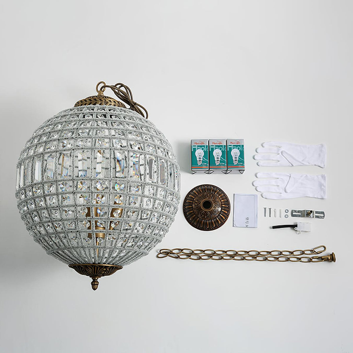 Elyinissa Kronleuchter Gold Kugel Kristall Vintage