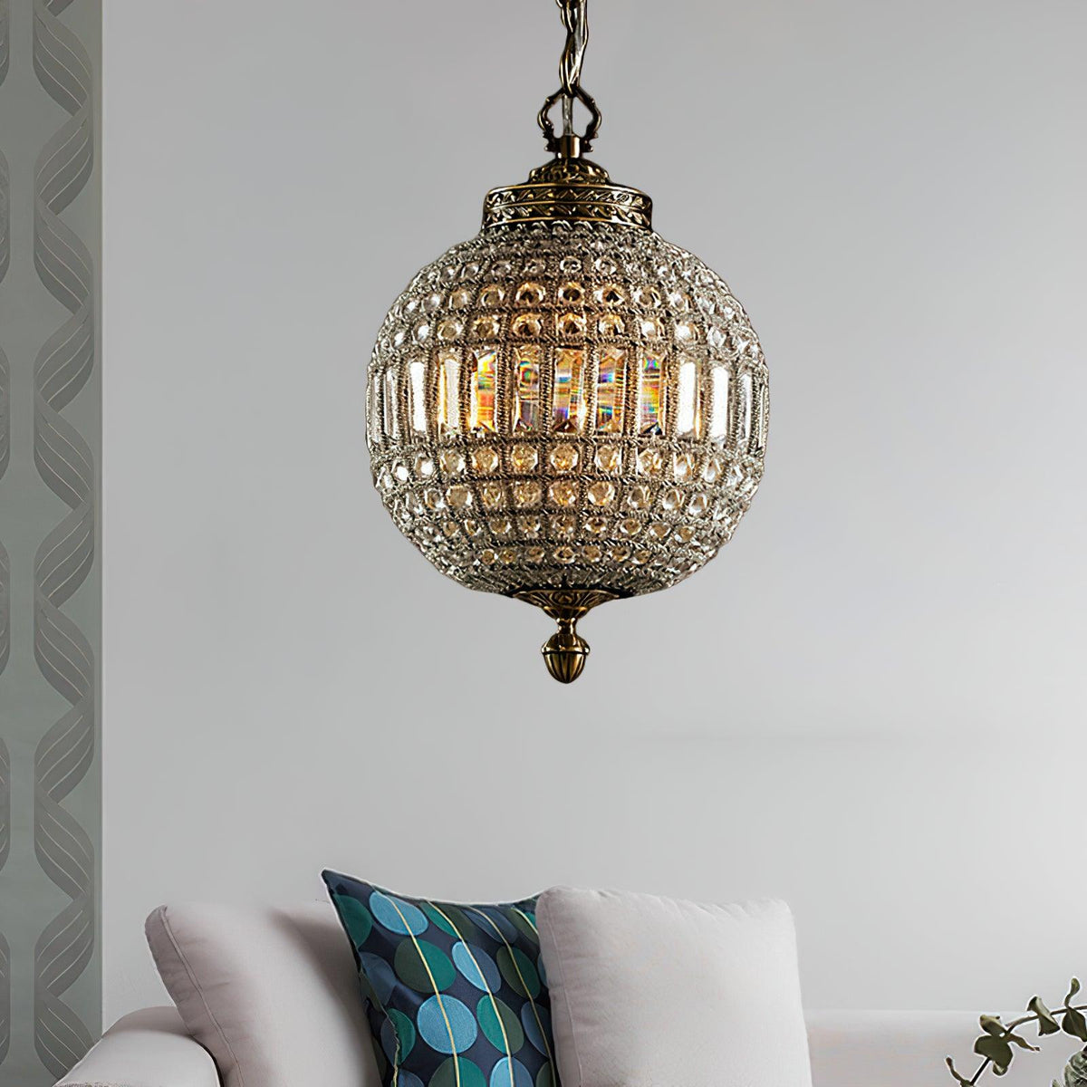 Elyinissa Kronleuchter Gold Kugel Kristall Vintage