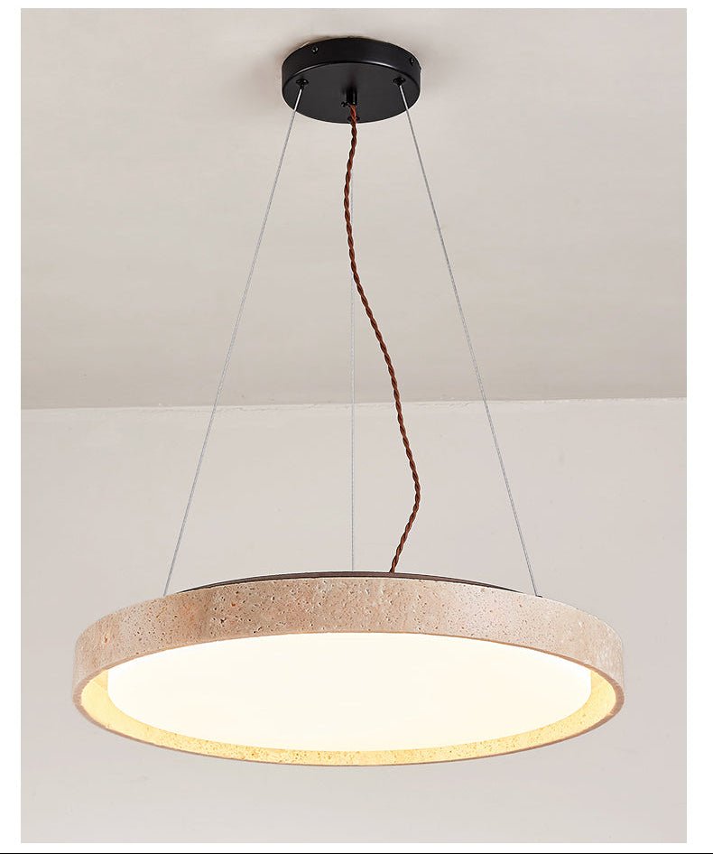 Seranena Travertine Pendelleuchte in Kreisform