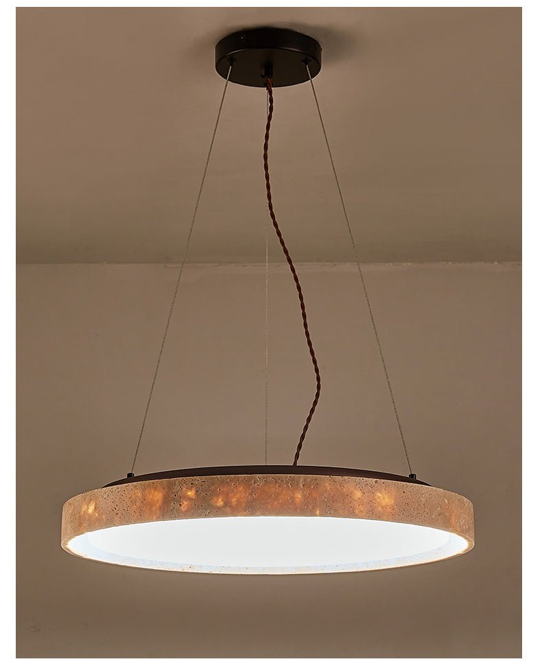 Seranena Travertine Pendelleuchte in Kreisform
