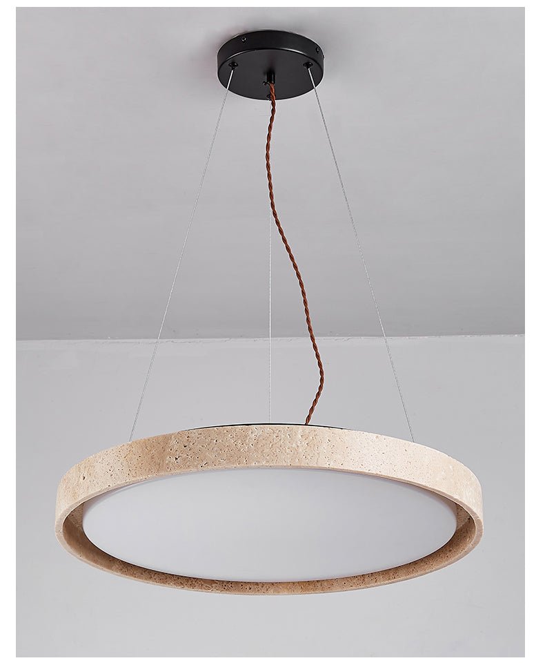 Seranena Travertine Pendelleuchte in Kreisform