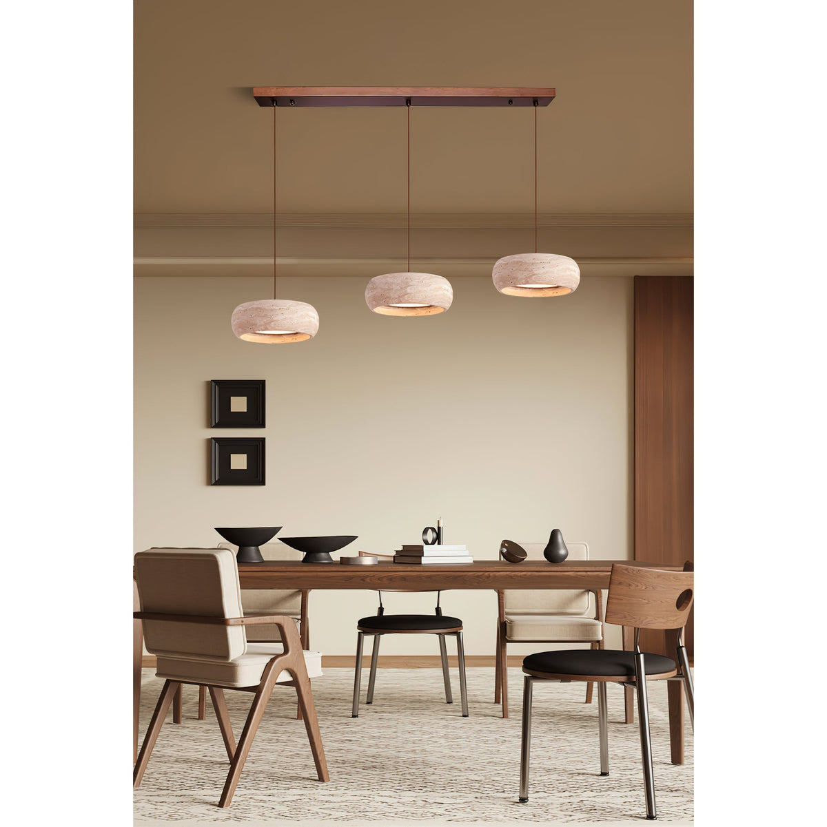 Soruena Pendelleuchte Beige Ringform Minimalistisch Wohnzimmer | Cielum