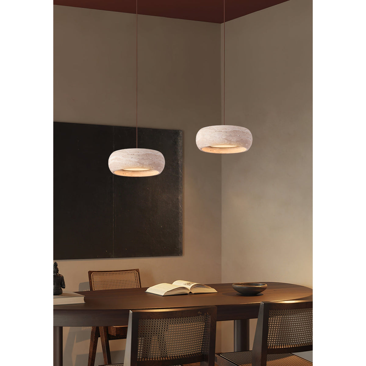 Soruena Pendelleuchte Beige Ringform Minimalistisch Wohnzimmer | Cielum