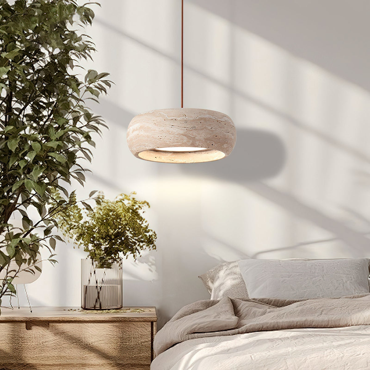 Soruena Pendelleuchte Beige Ringform Minimalistisch Wohnzimmer | Cielum