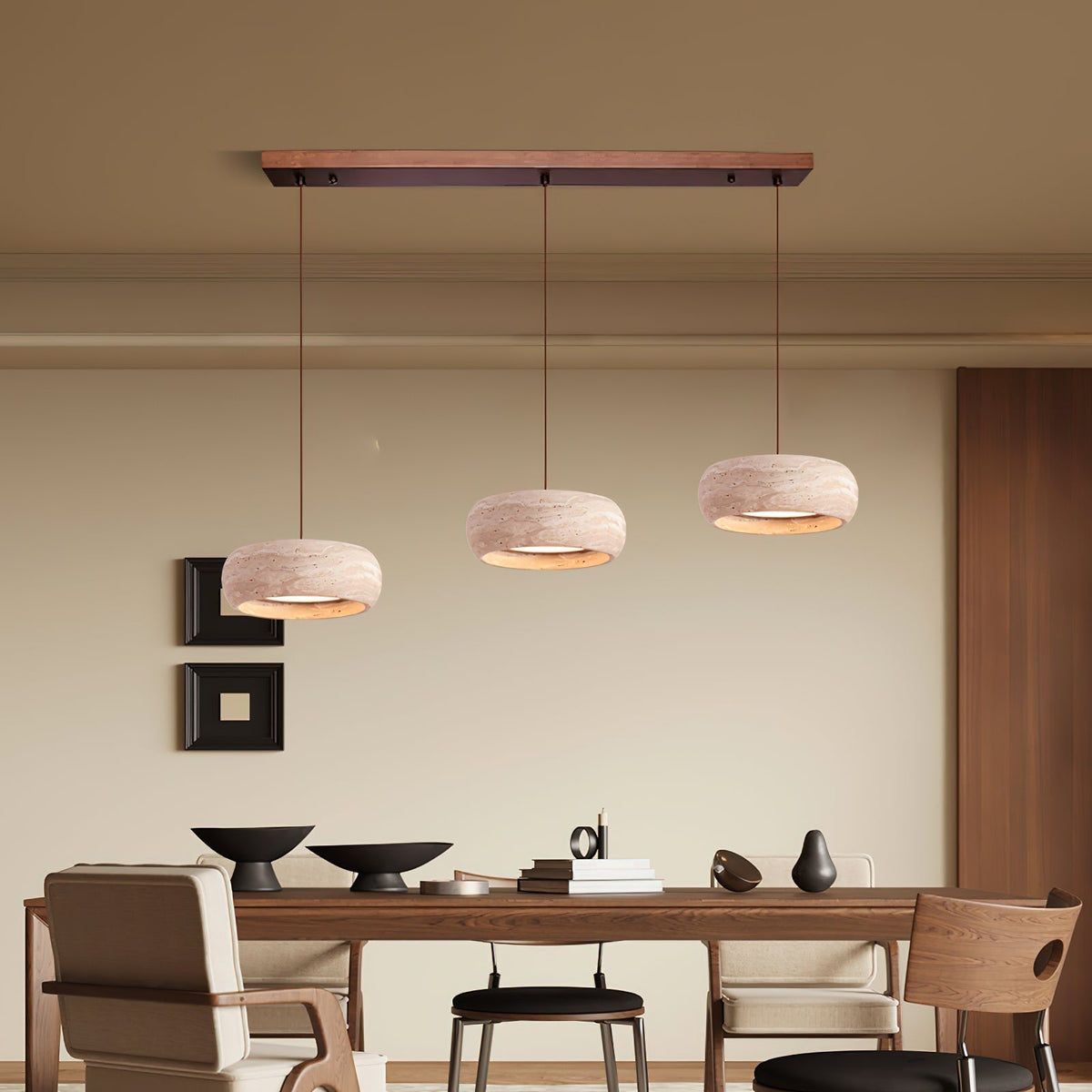 Soruena Pendelleuchte Beige Ringform Minimalistisch Wohnzimmer | Cielum