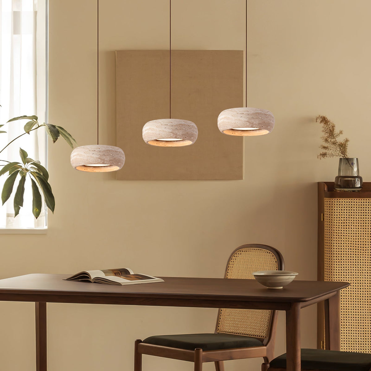 Soruena Pendelleuchte Beige Ringform Minimalistisch Wohnzimmer | Cielum