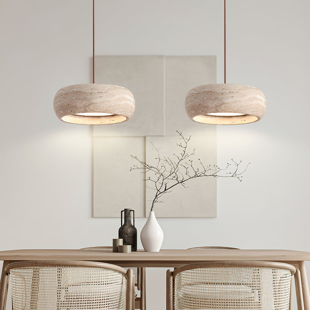 Soruena Pendelleuchte Beige Ringform Minimalistisch Wohnzimmer | Cielum