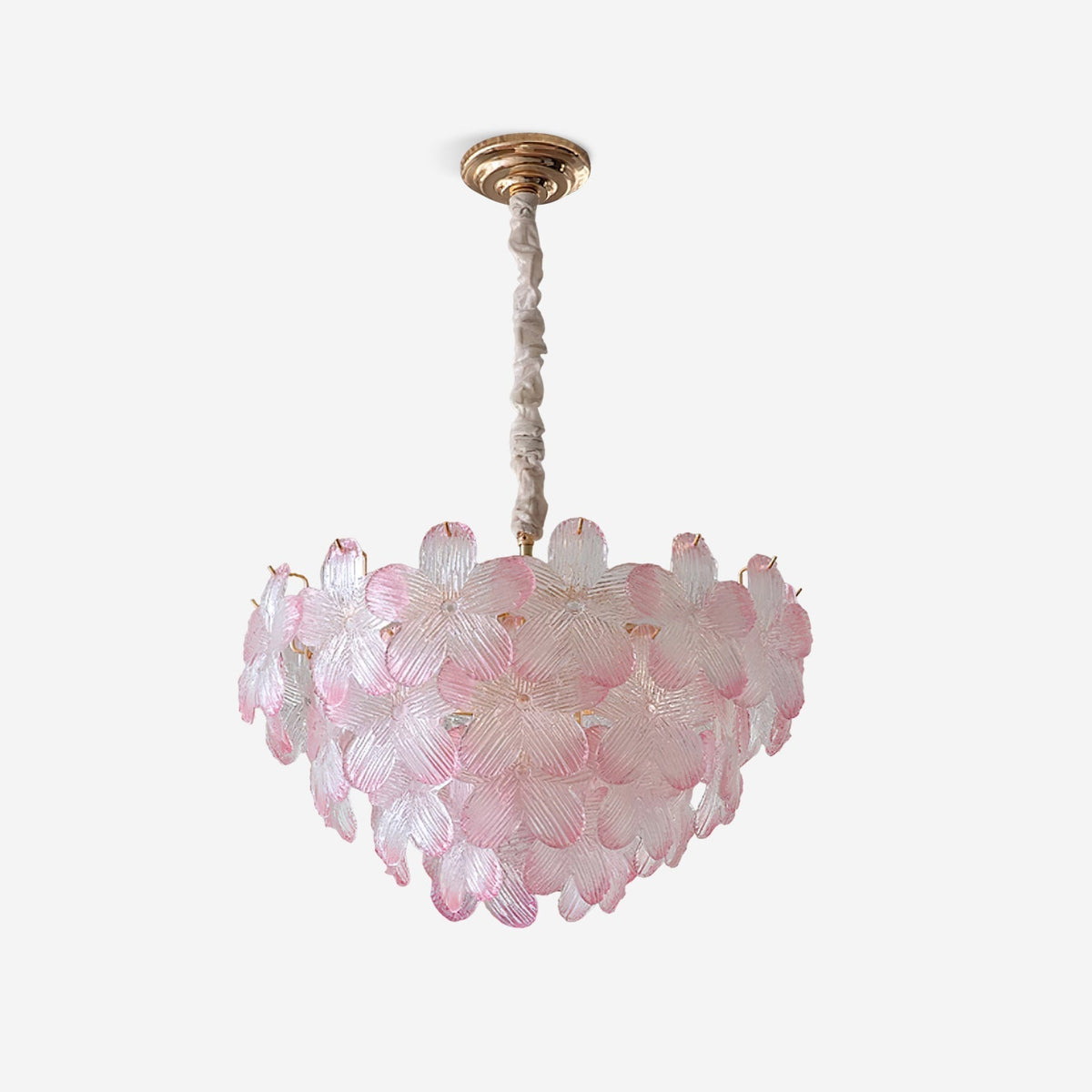 Cavine Kronleuchter aus rosa Glas in Blumenform