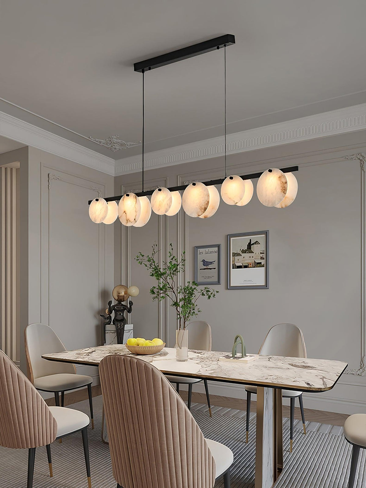Olirel lineare Pendelleuchte aus Alabaster