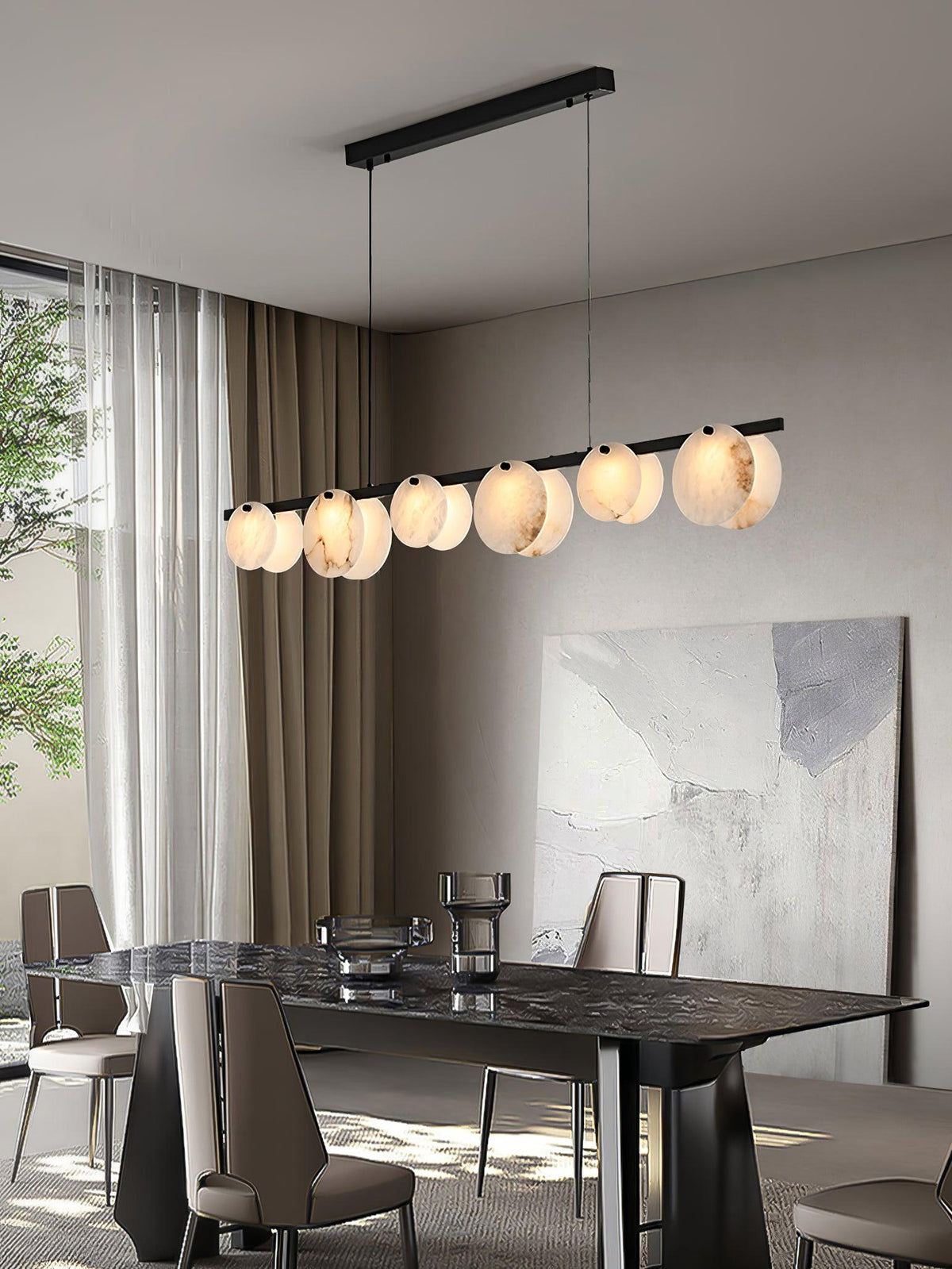 Olirel lineare Pendelleuchte aus Alabaster