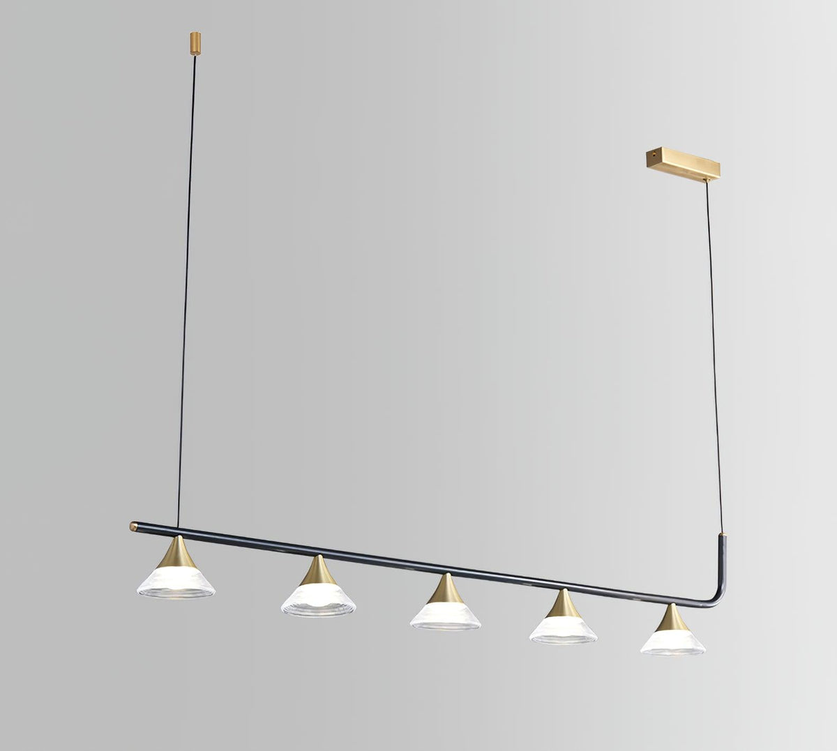 Auranielle zeitgenössische Pendelleuchte aus Messing im Mid-Century-Stil