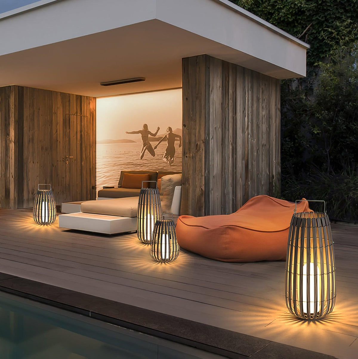 Veshael Tropische Geflochtene Laterne Außenlampe